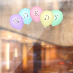 Bunch of 5 Rainbow Coloured Balloons Custom Text Window Cling
