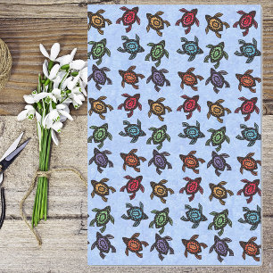 Bunch of Abstract Turtles Colourful shells Blue Tissue Paper