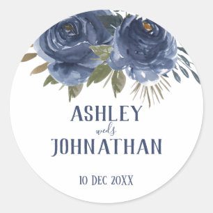 Bunch of Blue Roses Style Wedding Classic Round Sticker