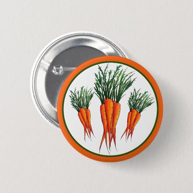 Bunch of Carrots Orange Vegetable Veggie Garden 2 Inch Round Button (Front & Back)