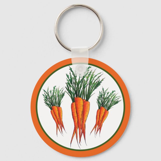 Bunch of Carrots Orange Vegetable Veggie Garden Keychain (Front)