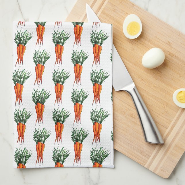 Bunch of Carrots Orange Vegetable Veggie Garden Kitchen Towel (Quarter Fold)