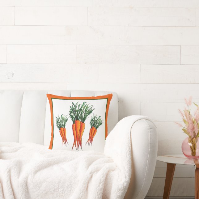 Bunch of Carrots Orange Vegetable Veggie Garden Throw Pillow (Couch)