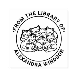 Bunch of Cute Sleeping Cats Library Book Name #2 Self-inking Stamp