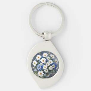 Bunch of Flowers Elegant Daisies Watercolor Keychain