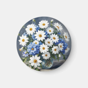 Bunch of Flowers Elegant Daisies Watercolor Magnet