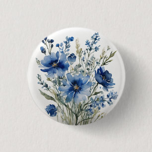 Bunch of Flowers Elegant Watercolor 1 Inch Round Button