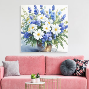 Bunch of Flowers Elegant Watercolor Canvas Print