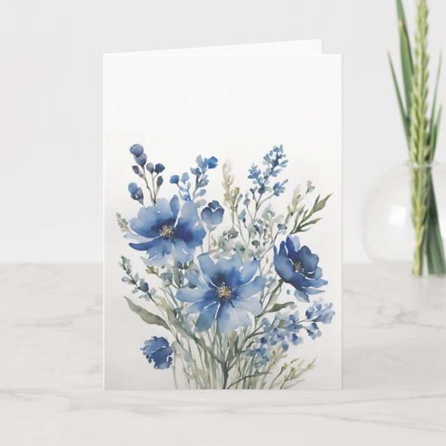Bunch of Flowers Elegant Watercolor Card (Front)