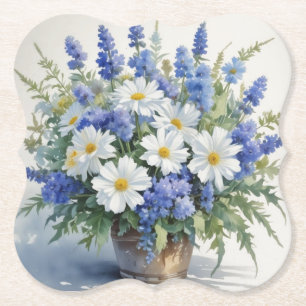 Bunch of Flowers Elegant Watercolor Paper Coaster
