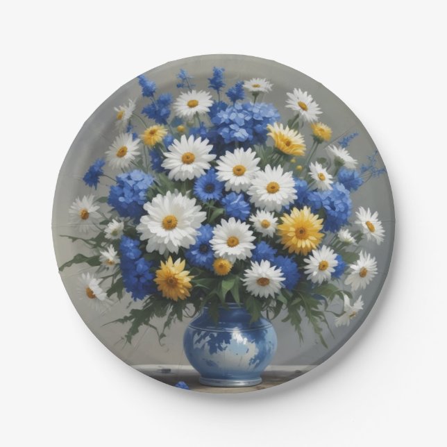 Bunch of Flowers Elegant Watercolor Paper Plate (Front)