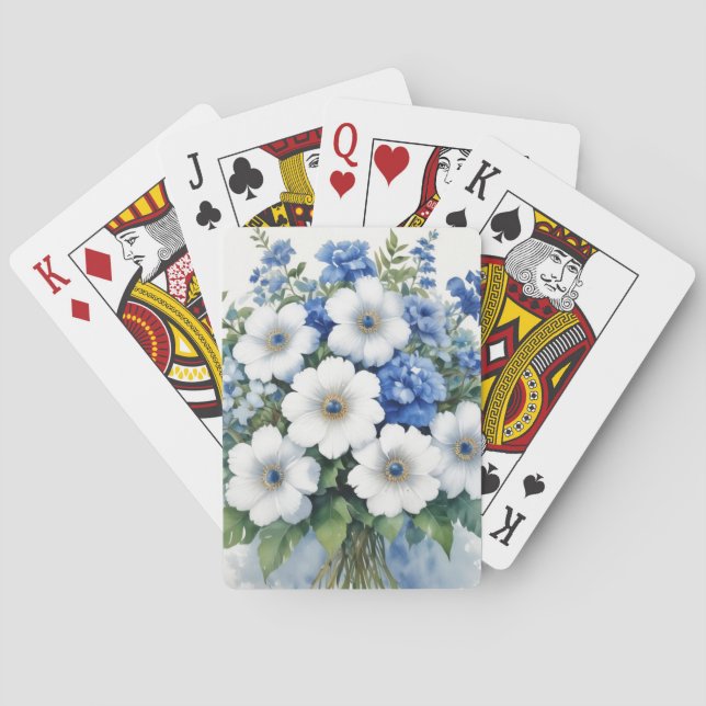 Bunch of Flowers Elegant Watercolor Playing Cards (Back)