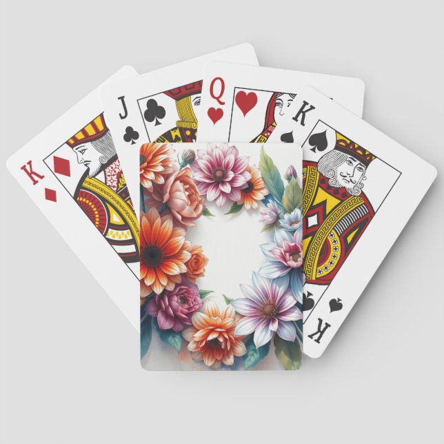Bunch of Flowers Elegant Watercolor Playing Cards (Back)