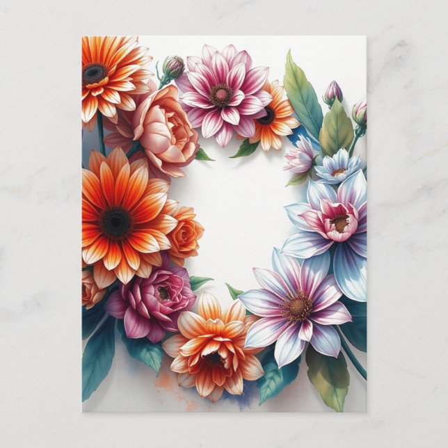 Bunch of Flowers Elegant Watercolor Postcard (Front)