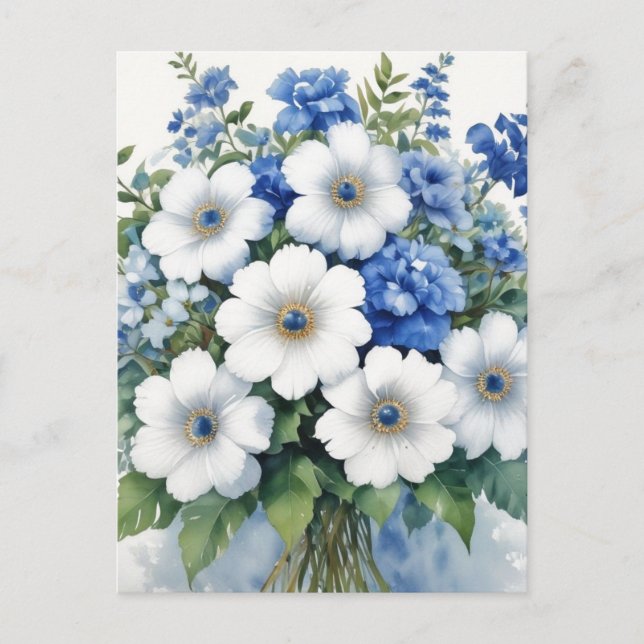 Bunch of Flowers Elegant Watercolor Postcard (Front)