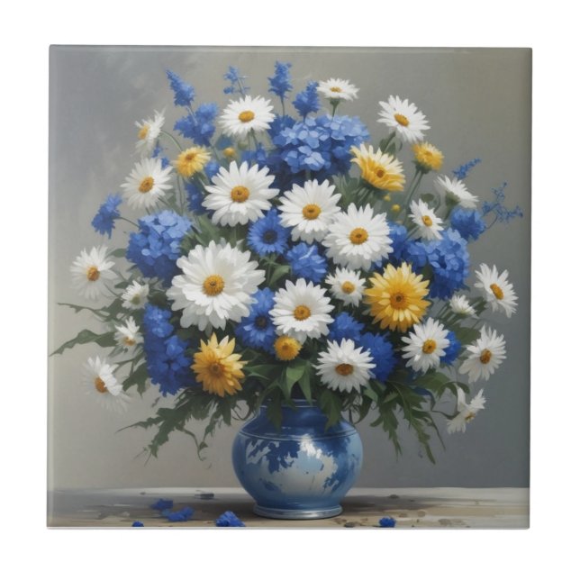 Bunch of Flowers Elegant Watercolor Tile (Front)