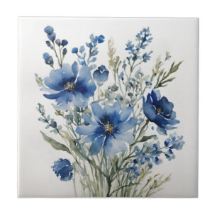 Bunch of Flowers Elegant Watercolor Tile