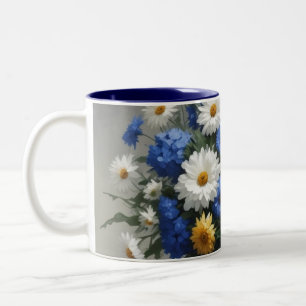 Bunch of Flowers Elegant Watercolor Two-Tone Coffee Mug