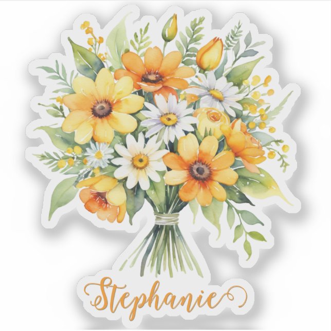 Bunch of Flowers Floral Design Custom Name (Front)