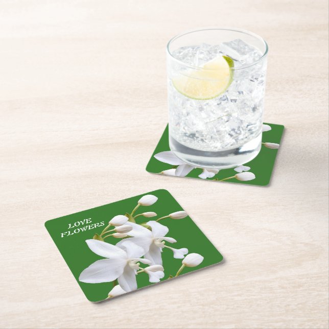 bunch of flowers square paper coaster (Insitu)
