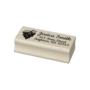 Bunch of Grapes Grapevine Fruit Foodie Address Rubber Stamp