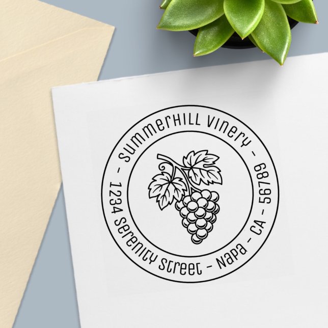 Bunch of Grapes Vineyard Round Address Self-inking Stamp (Creator Uploaded)