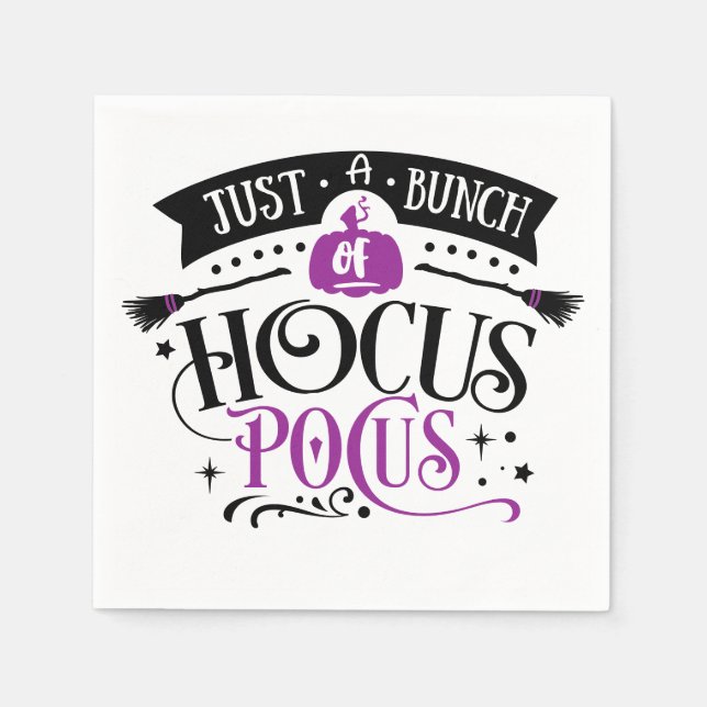 Bunch of Hocus Pocus Halloween Typography Napkins (Front)