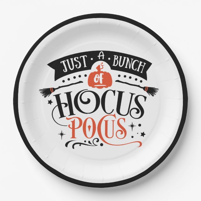 Bunch of Hocus Pocus Halloween Typography   Paper Plate (Front)