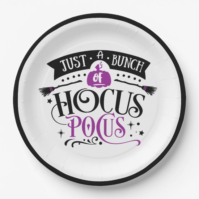 Bunch of Hocus Pocus Halloween Typography   Paper  Plate (Front)