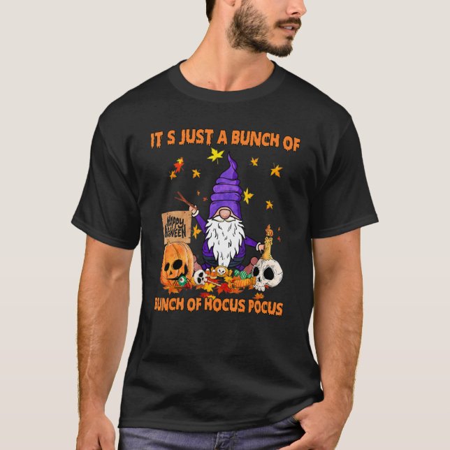 Bunch Of Hocus Pocus Pumpkin Gnomes Bats Scary T-Shirt (Front)