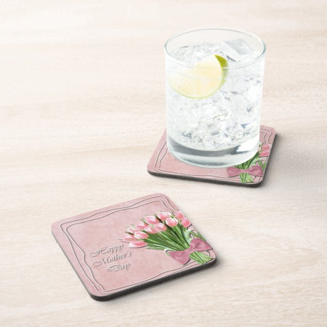 Bunch of Pink Tulips mother's Day Coaster (Right Side)