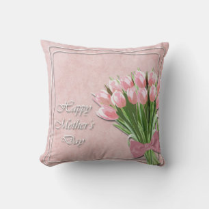 Bunch of Pink Tulips mother's Day Throw Pillow