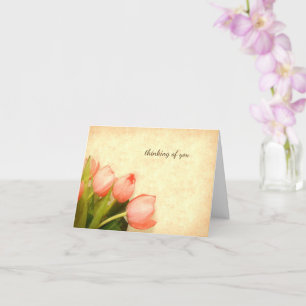 bunch of pink tulips simple thinking of you card