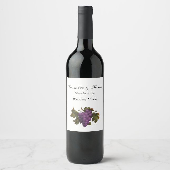 Bunch of Purple Grapes DIY Colour Background Wine Label (Front)