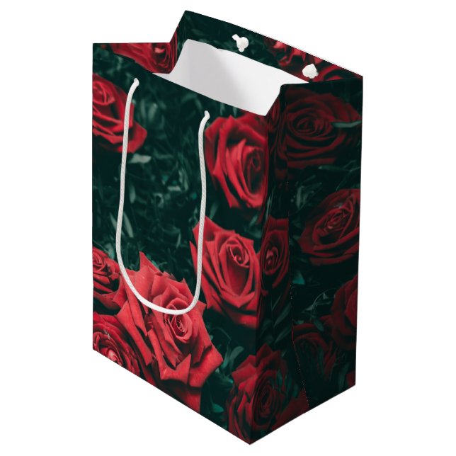 Bunch of red roses medium gift bag (Front Angled)