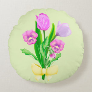 Bunch of Spring Flowers   Round Pillow