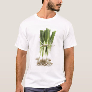 Bunch of spring onions on white chopping board T-Shirt