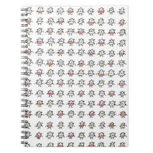Bunch of Tiny Cartoon Funny Characters Notebook