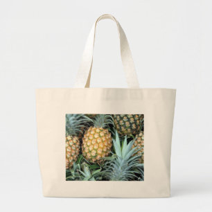 Bunch of Tropical Hawaiian Pineapples Large Tote Bag