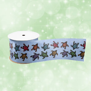 Bunch of Turtles Colourful Shells Abstract Shells Satin Ribbon