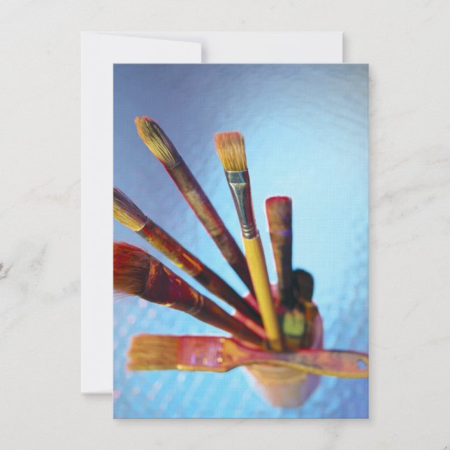 Bunch Of Used Paint Brushes Invitation (Front)