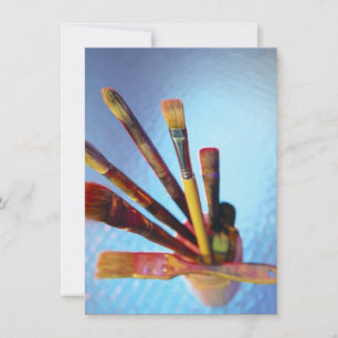 Bunch Of Used Paint Brushes Invitation