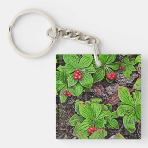 Bunchberry With Berries Keychain
