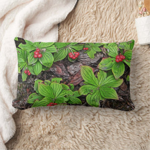 Bunchberry With Berries Lumbar Pillow