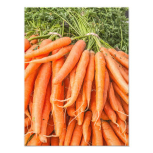 Bunches of Bright Orange and Green Carrots Photo Print