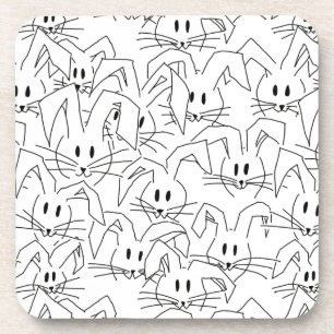 Bunches of Bunnies on white - seamless pattern. Coaster