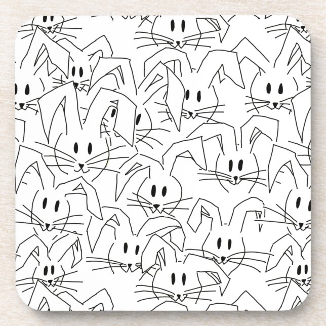 Bunches of Bunnies on white - seamless pattern.    Coaster (Front)