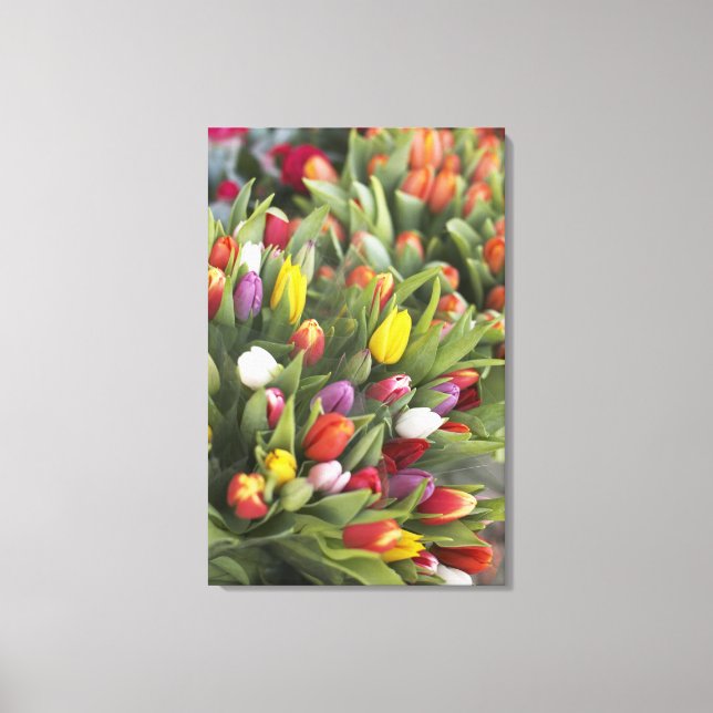 Bunches of colourful tulips canvas print (Front)