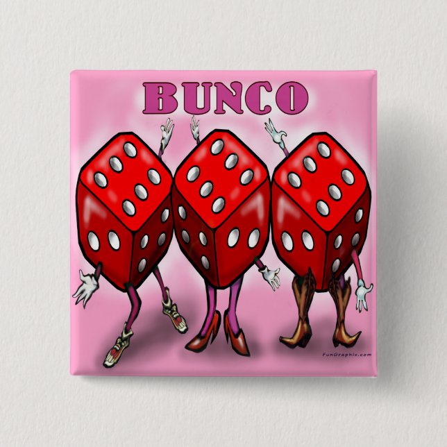 Bunco 2 Inch Square Button (Front)