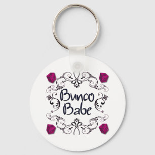 Bunco Babe with Swirls Button Keychain